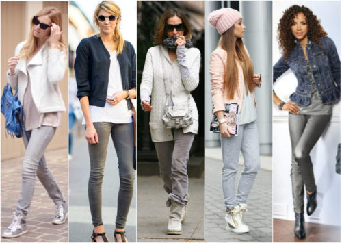 С чем носить серые джинсы: образы с серыми джинсами с фото и видео